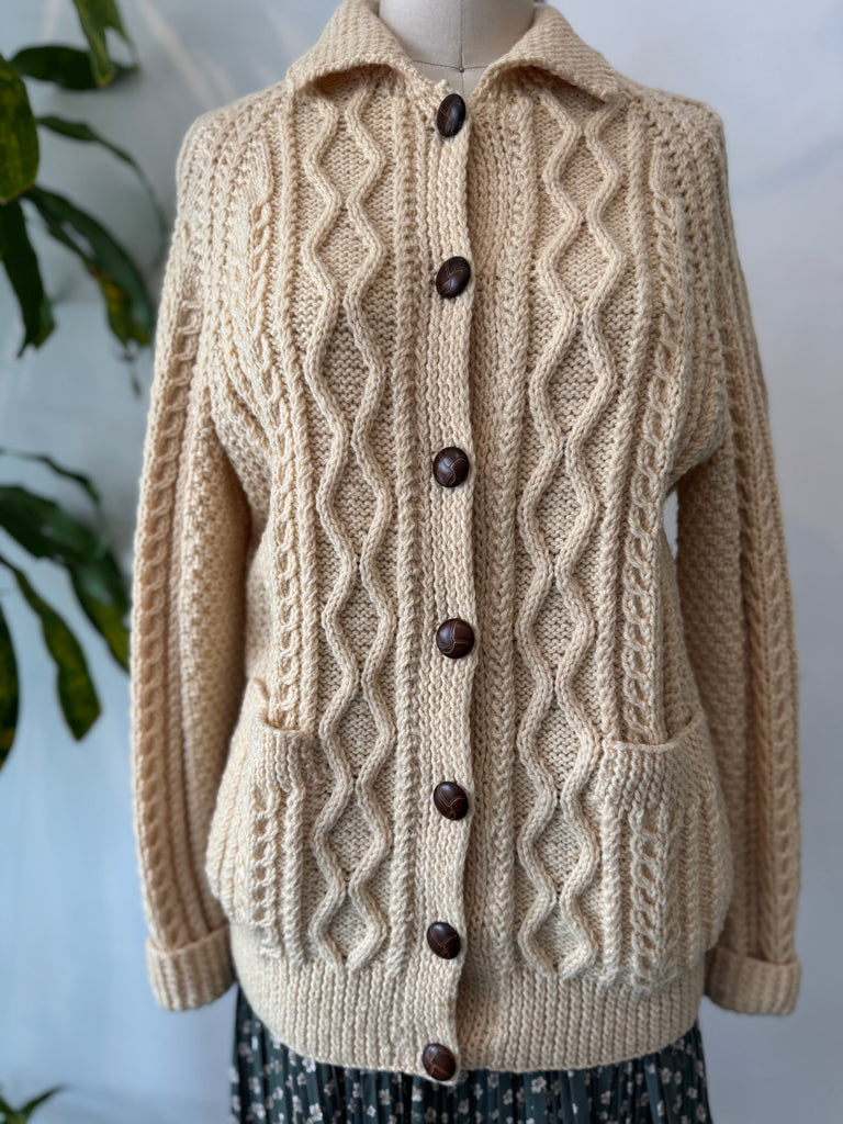 Vintage wool fisherman cardigan outerwear