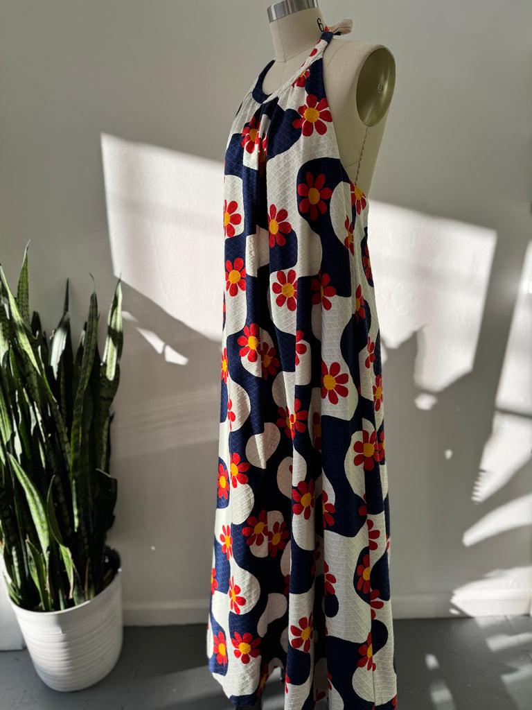 Vintage 1970's halter printed Dress