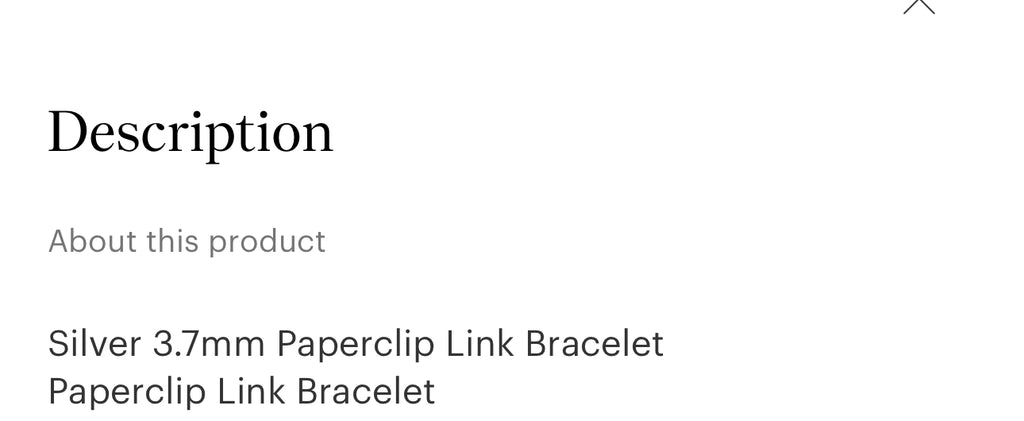 3.7 mm sterling silver paper clip chain bracelet