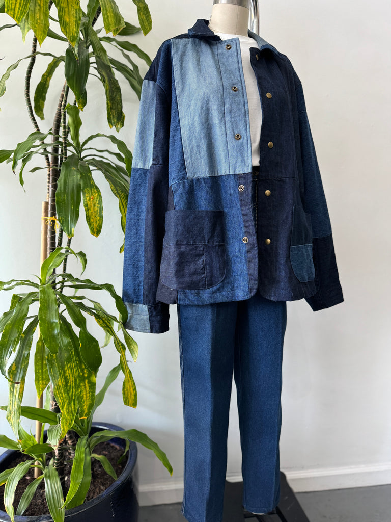 Handmade vintage patchwork denim jacket