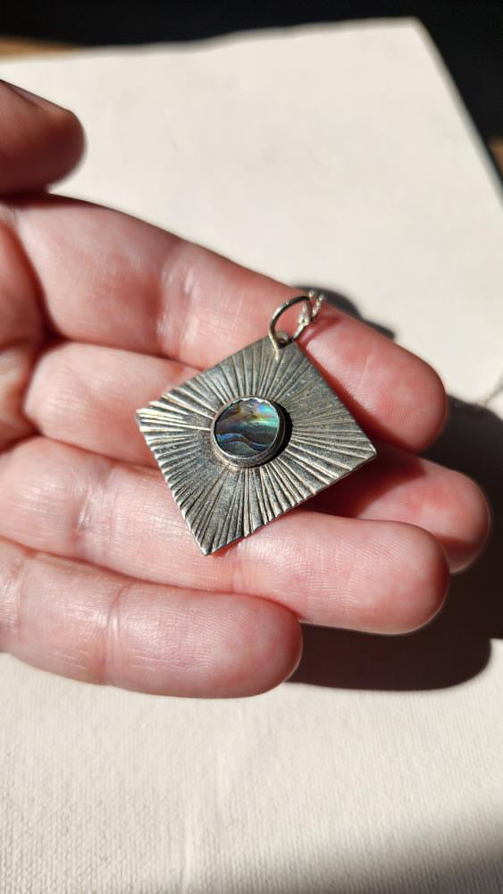 Sterling and abalone artisan pendant necklace