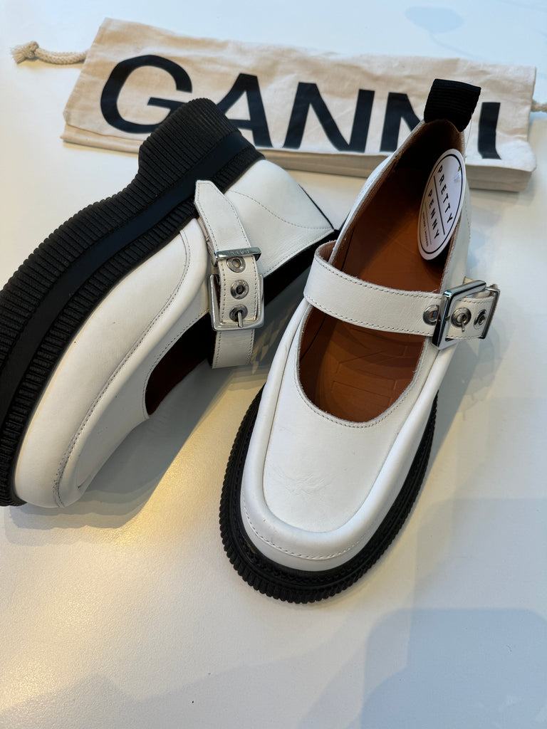 GANNI white Mary Jane shoes size 10