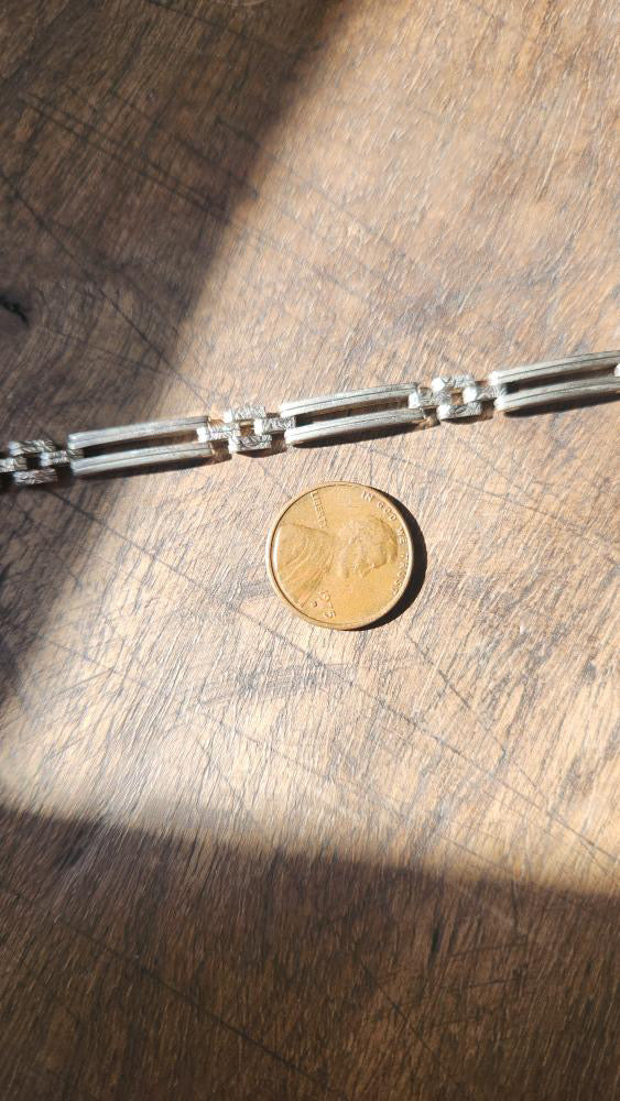 Sterling fancy figaro chain bracelet