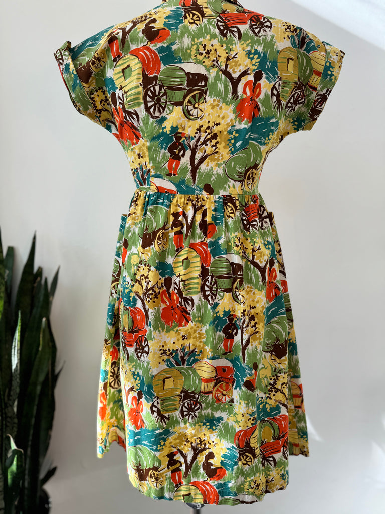 Vintage cotton novelty print dress