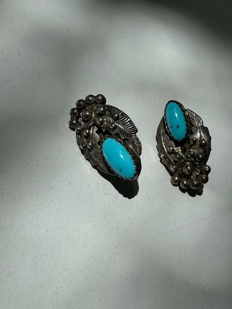 Vintage turquoise and silver sleeping beauty earrings