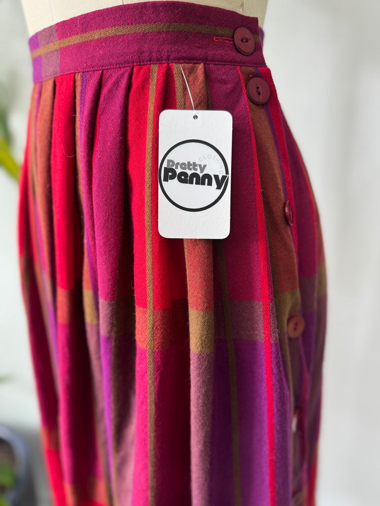Vintage jewel toned plaid skirt