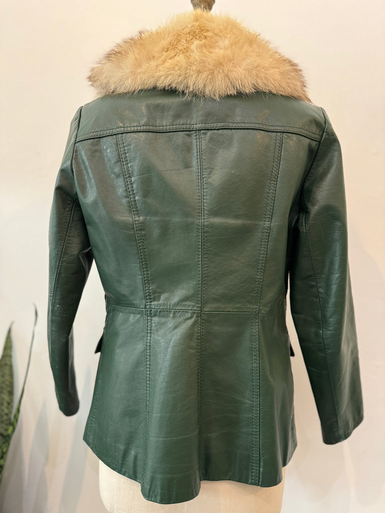 Vintage leather jacket with fur collar