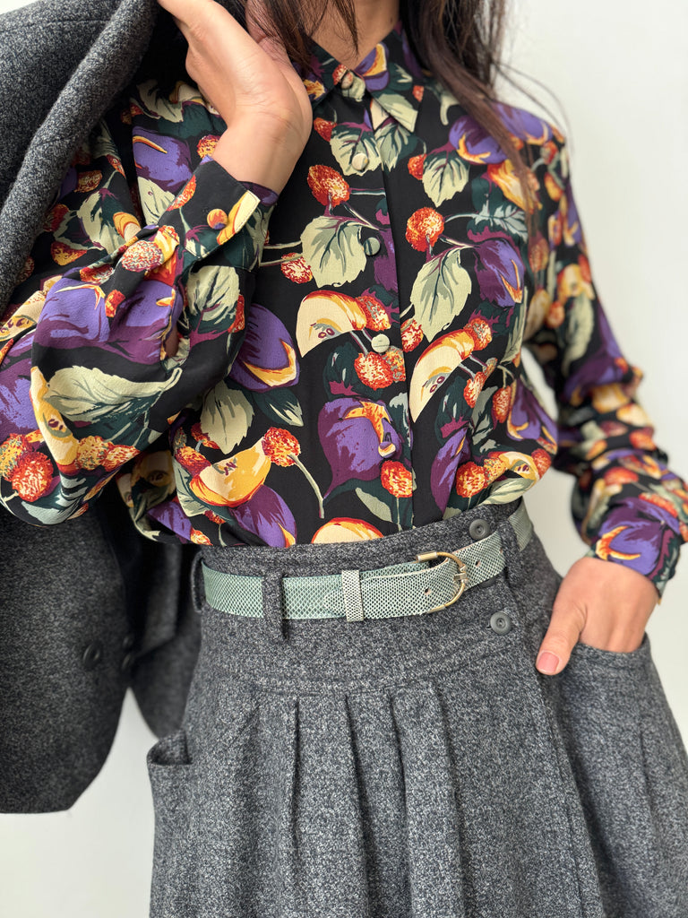 Vintage novelty print silk top