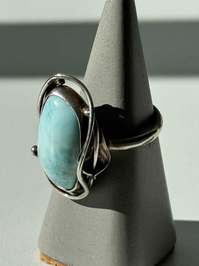 Blue larimar stone and sterling ring size 10