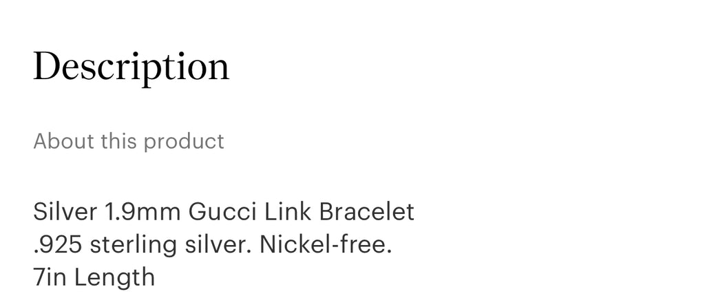 Sterling silver Gucci link bracelet