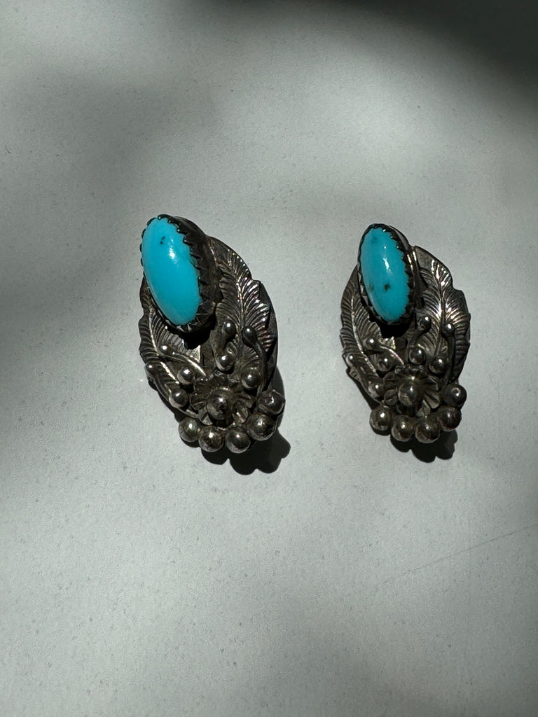 Vintage turquoise and silver sleeping beauty earrings