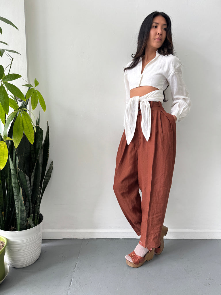 High waist linen pants