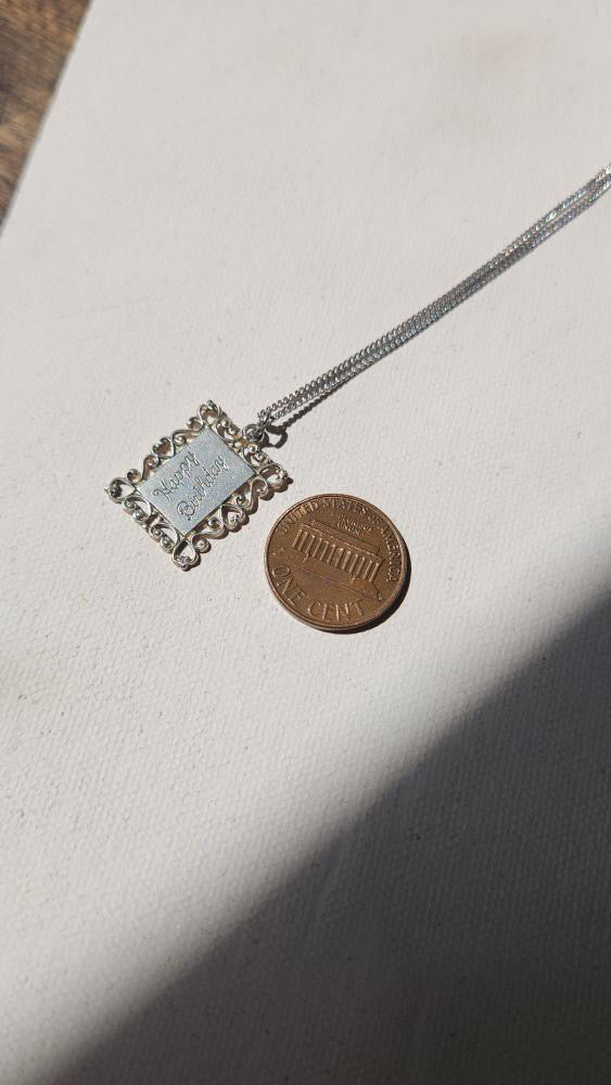 Vintage sterling silver happy birthday necklace