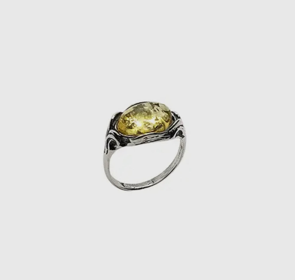Citrine amber oxidized ring size 8