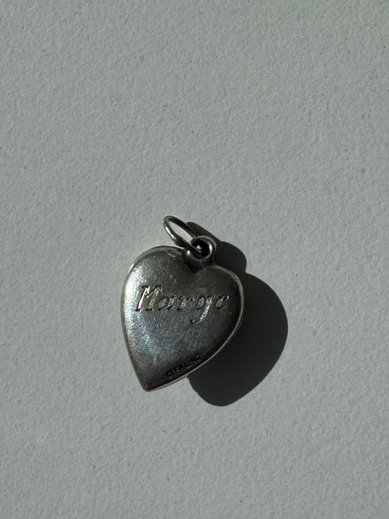 Vintage sterling silver and turquoise heart charm /marge