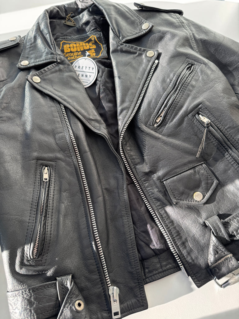 Vintage leather moto jacket