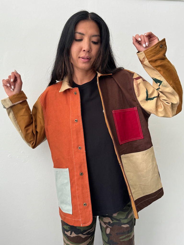 Handmade upcycled patchwork chore coat