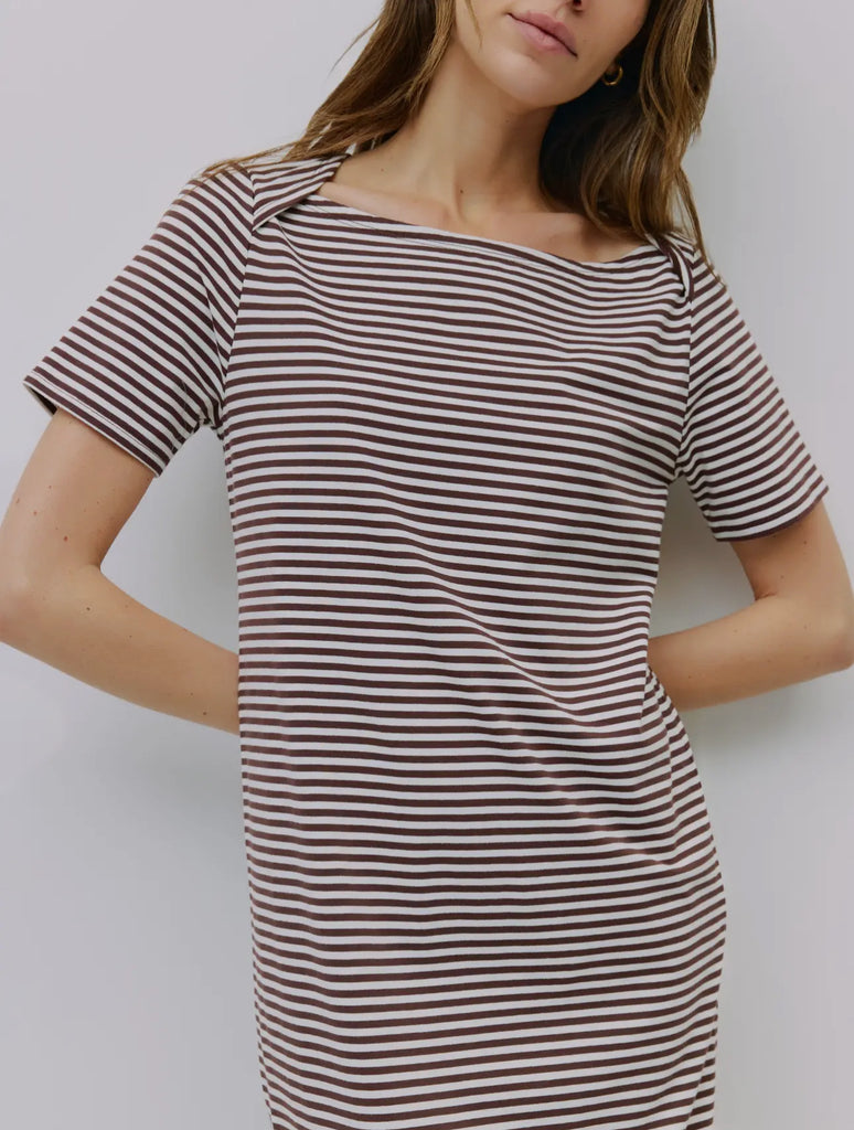Curated Collection | brown/cream striped dress