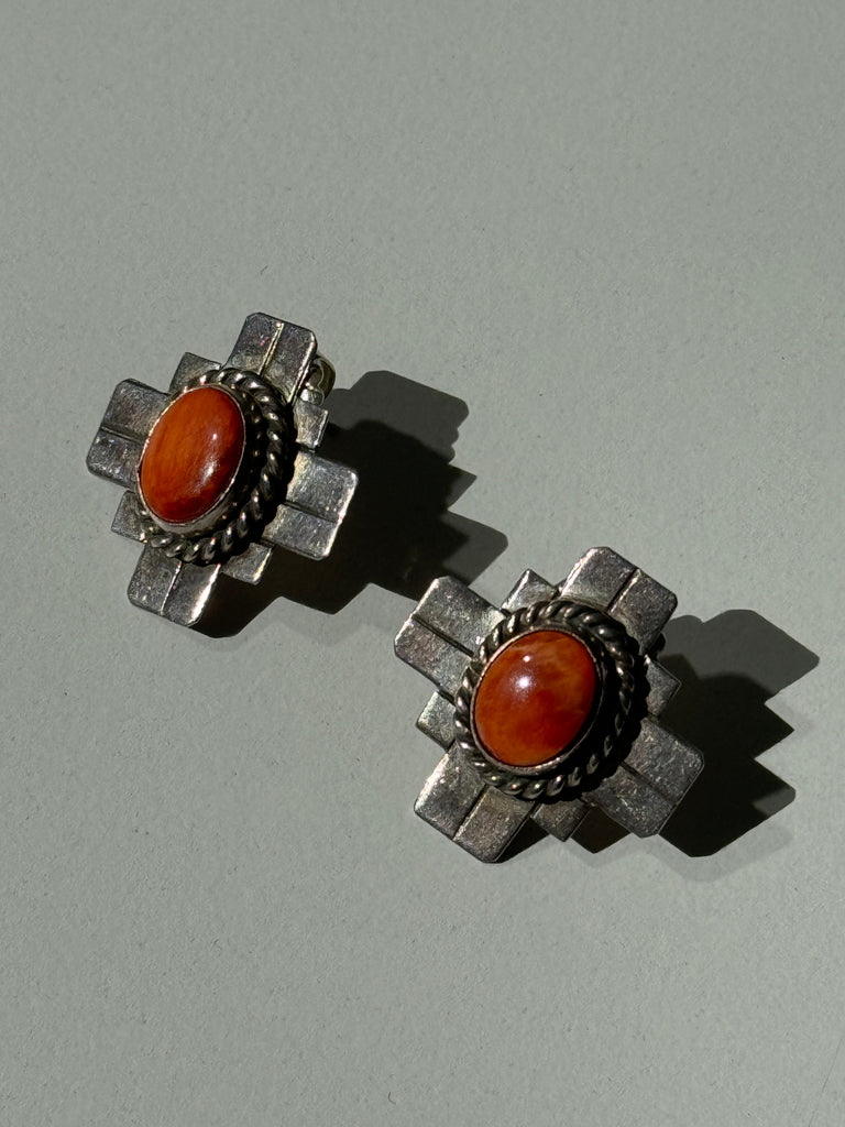 Sterling + coral silver earrings