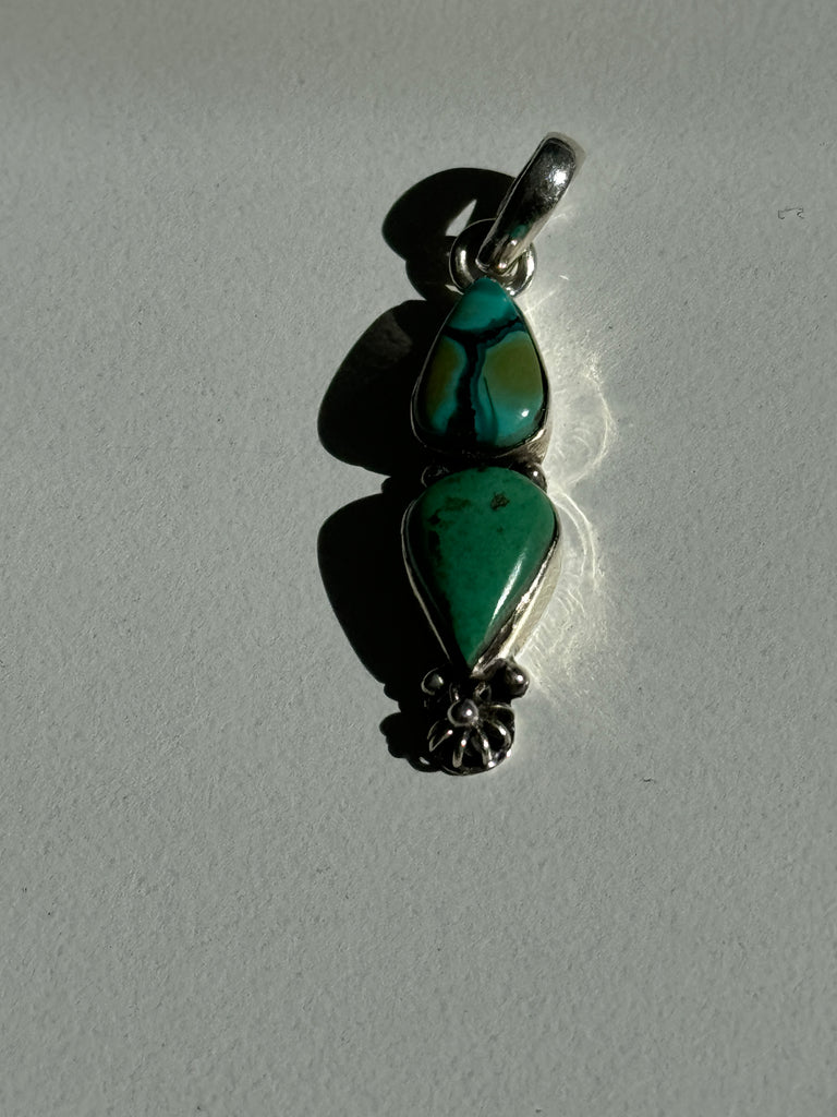 Double green turquoise pendant