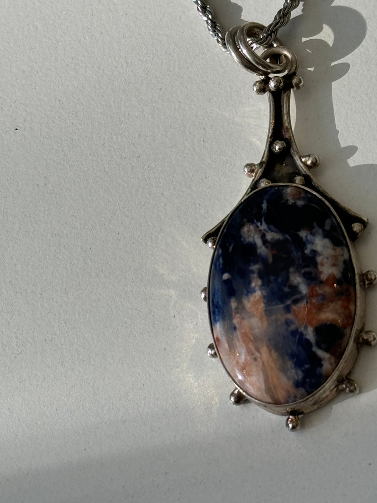 Sodalite Stone and sterling necklace