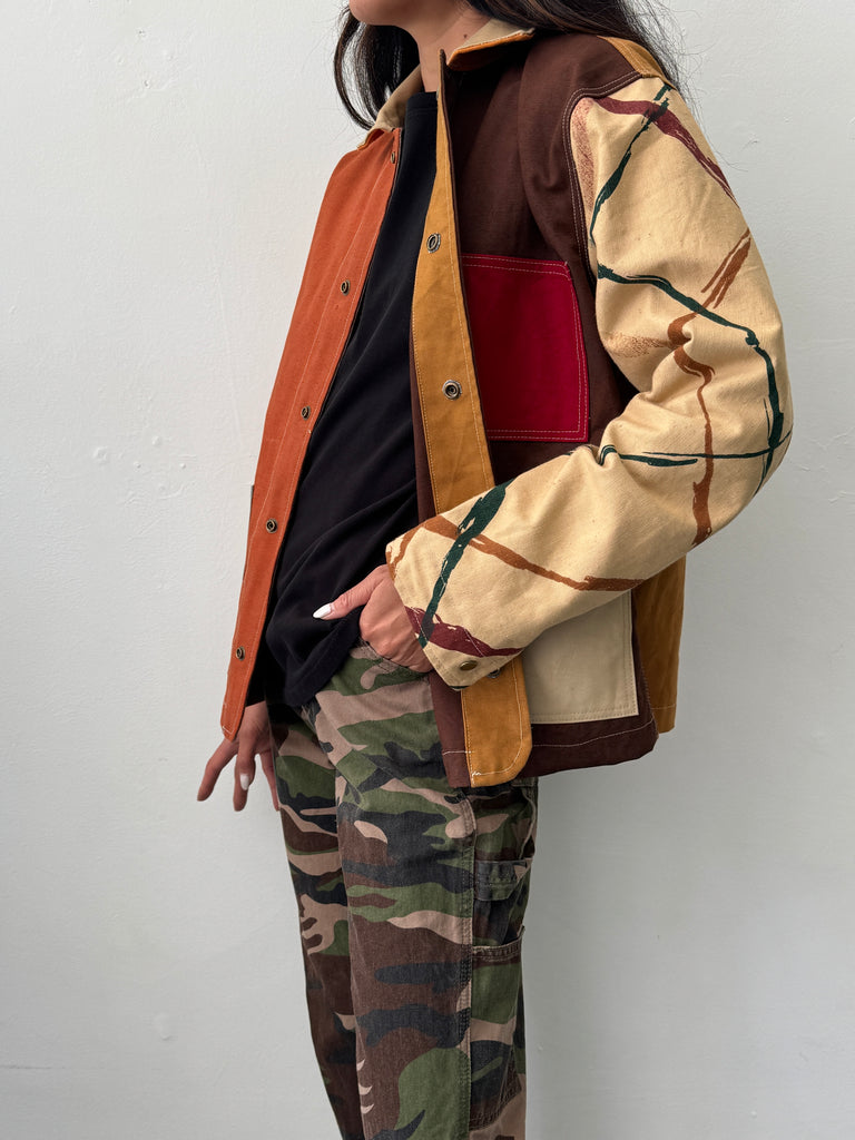 Handmade upcycled patchwork chore coat
