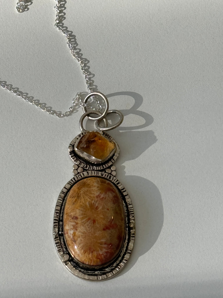 Crystal + jasper Stone + Sterling necklace