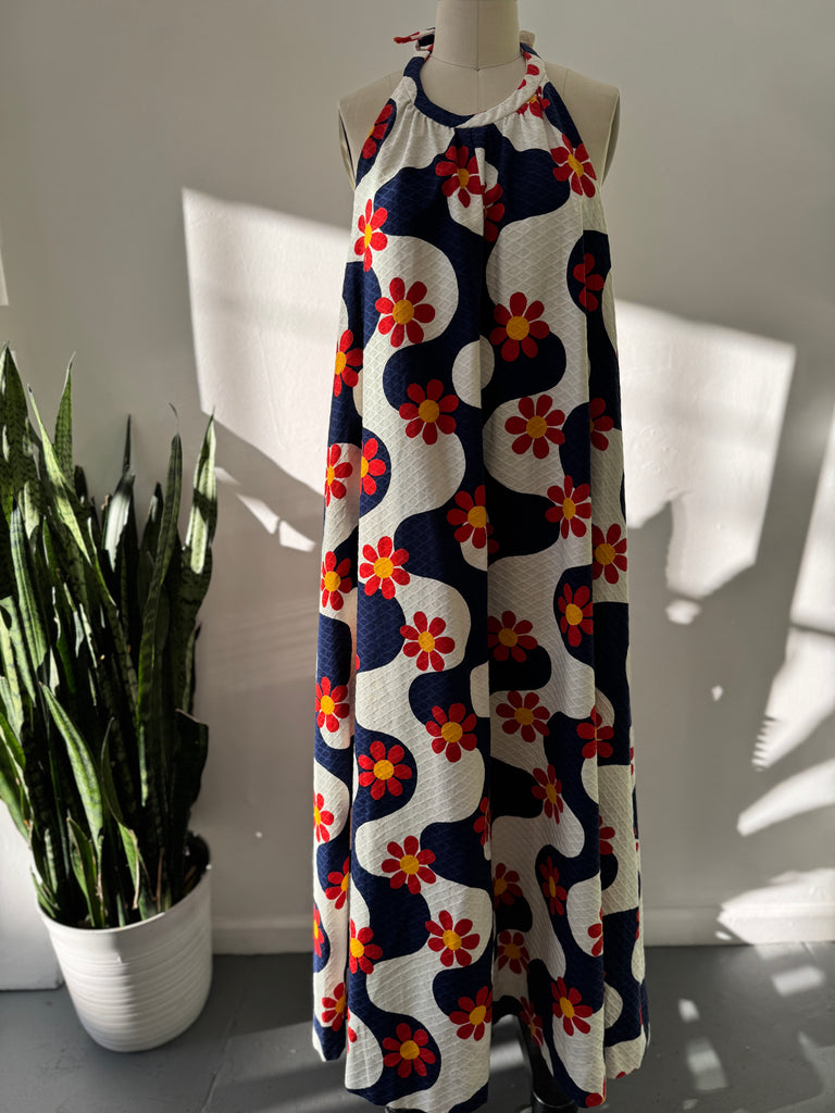 Vintage 1970's halter printed Dress