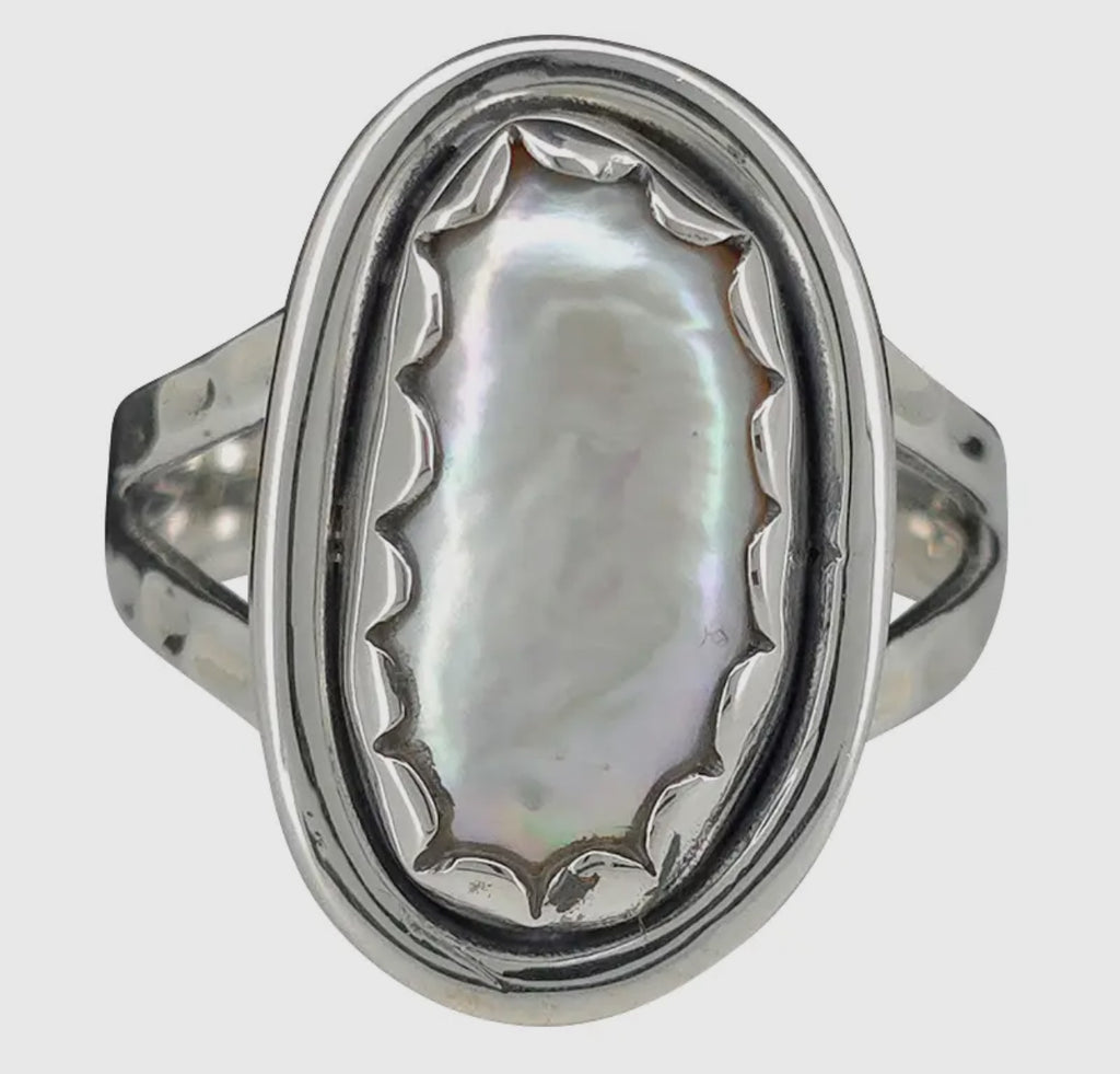 Pearl sterling silver ring size 7