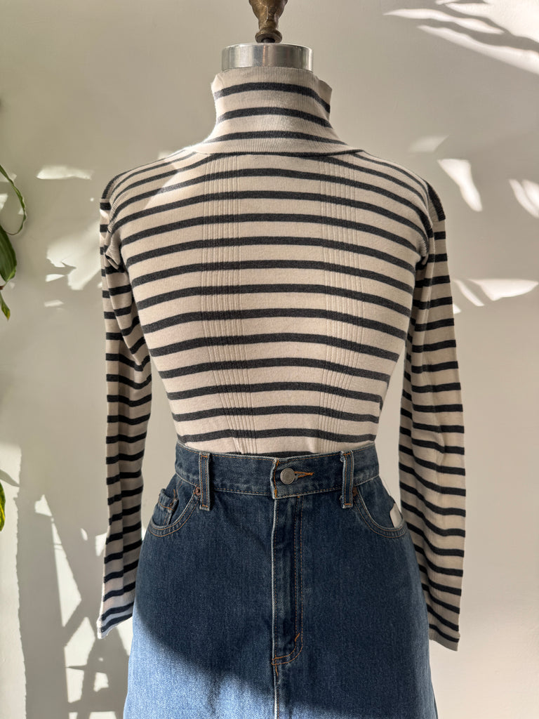 Striped 100% cotton turtleneck top