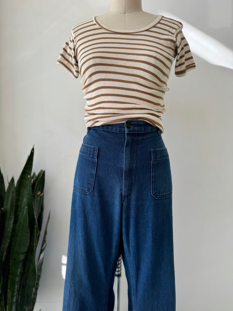 1970’s denim bell bottom utility pants