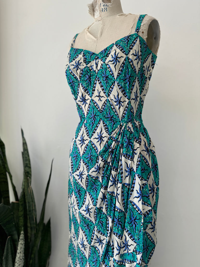 Vintage 1950’s print with sequins Dress