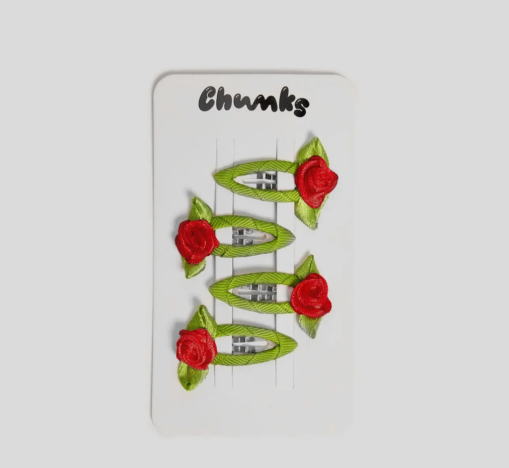 CHUNKS rosette snap clips in red