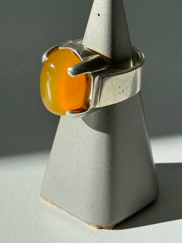 Natural yellow agate and sterling silver ring size 8.5