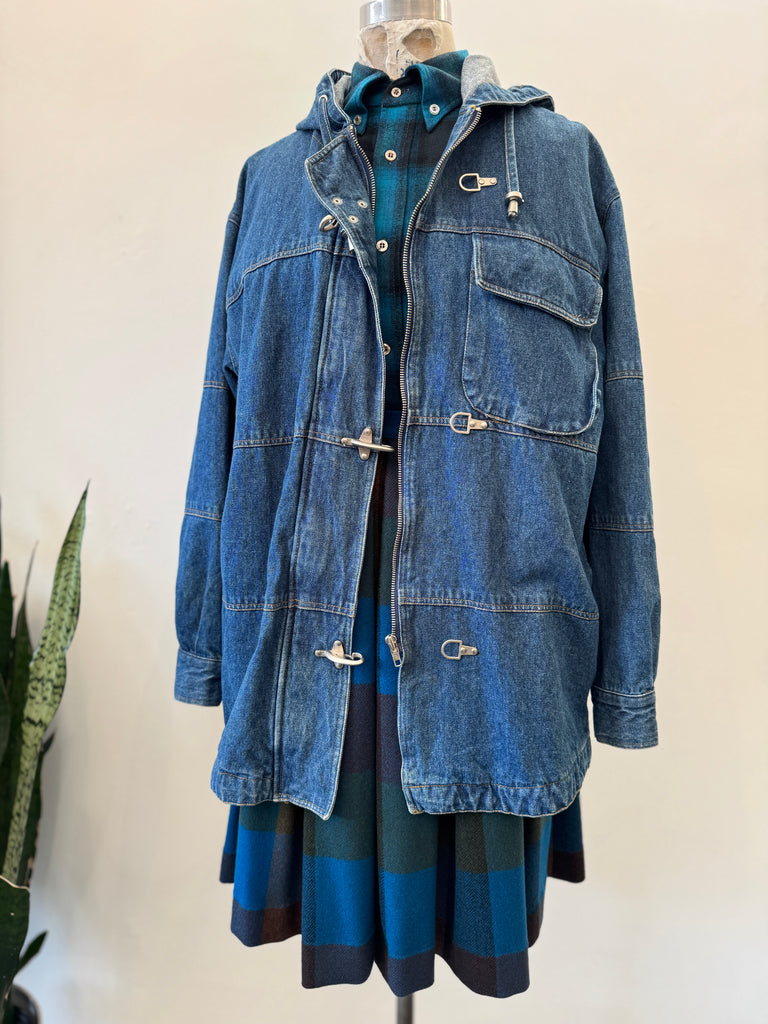 Vintage denim jacket with metal hardware