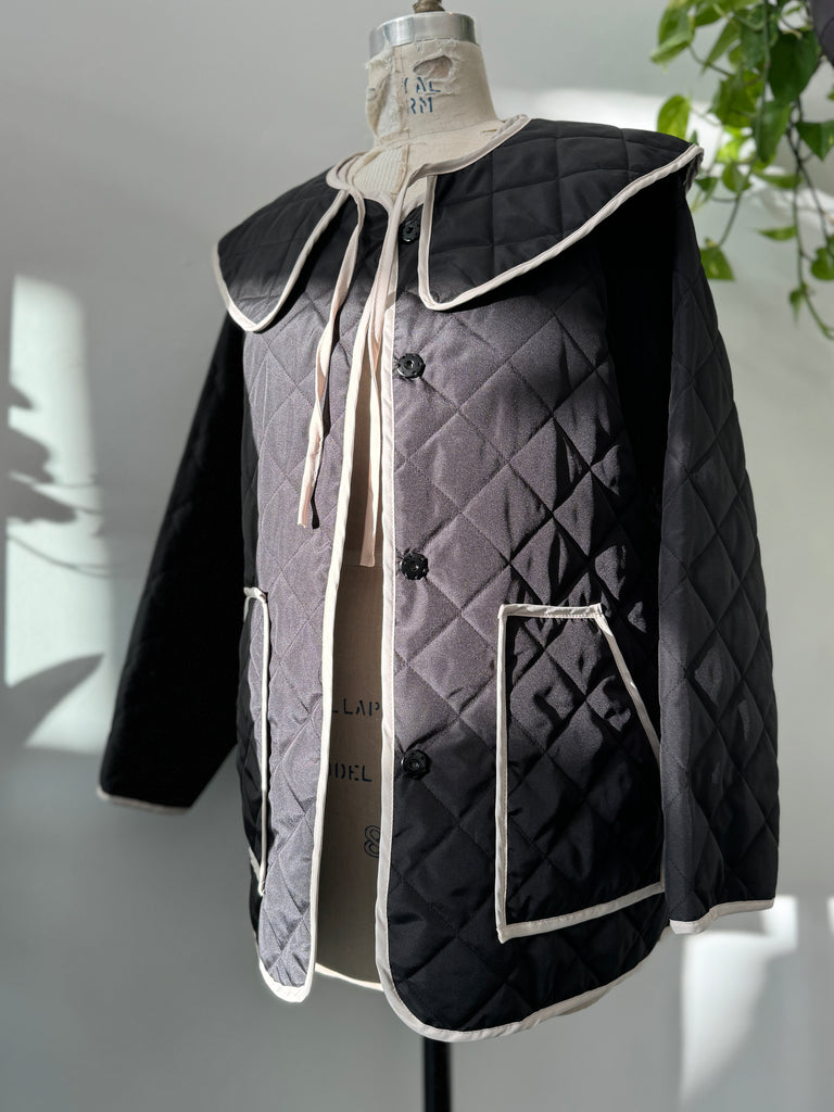 Quilted jacket with removable collar