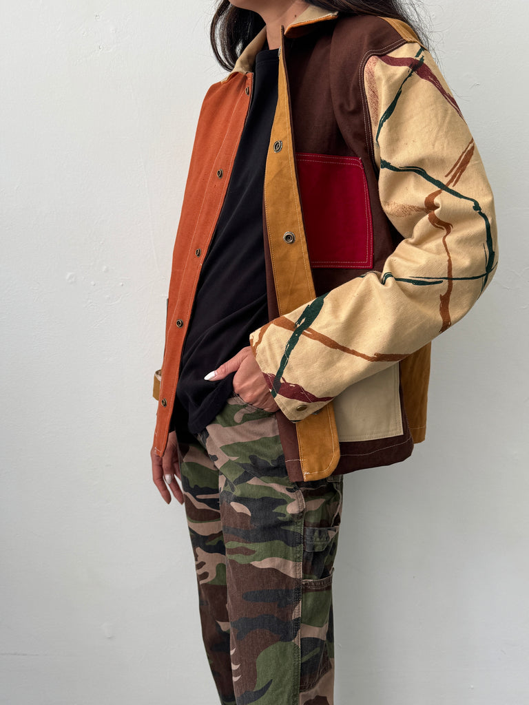 Handmade upcycled patchwork chore coat
