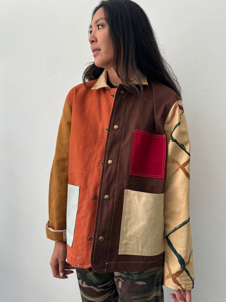 Handmade upcycled patchwork chore coat