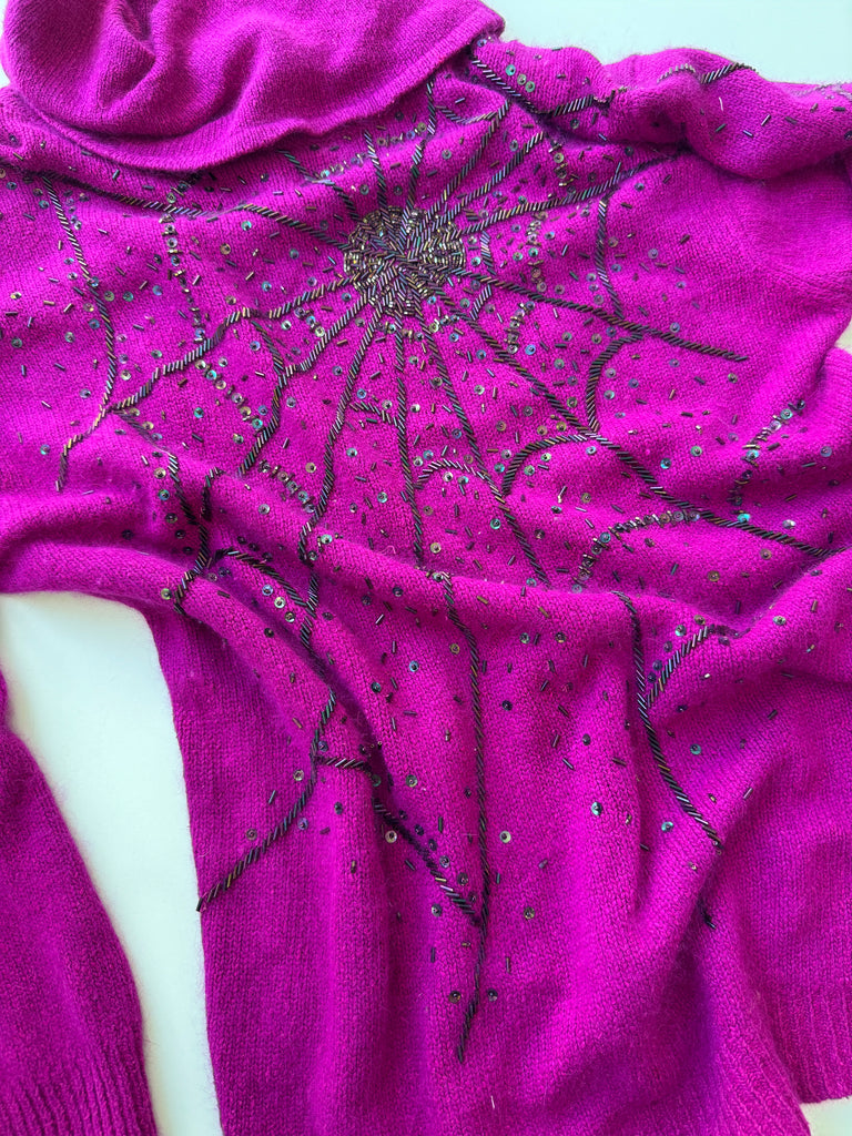 Beaded spider web sweater