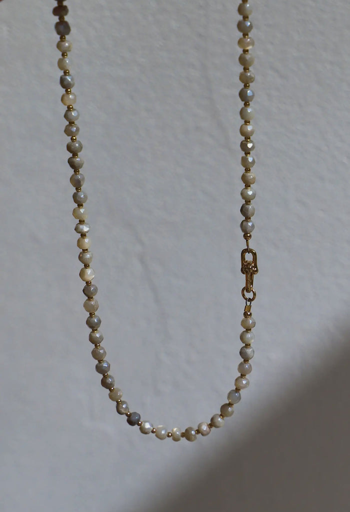 Grey silverite rondelles with clasp necklace