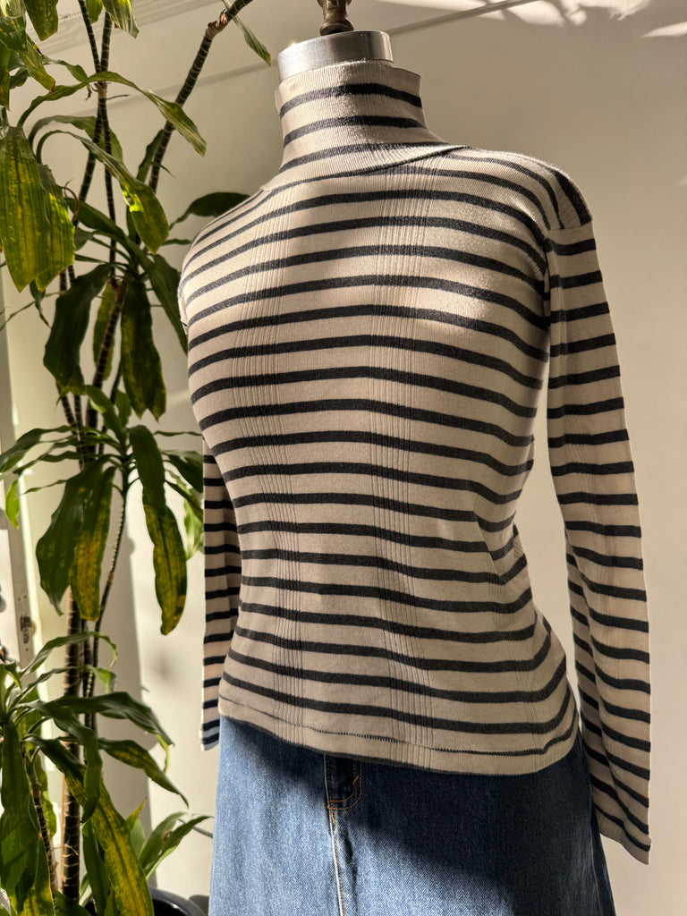 Striped 100% cotton turtleneck top
