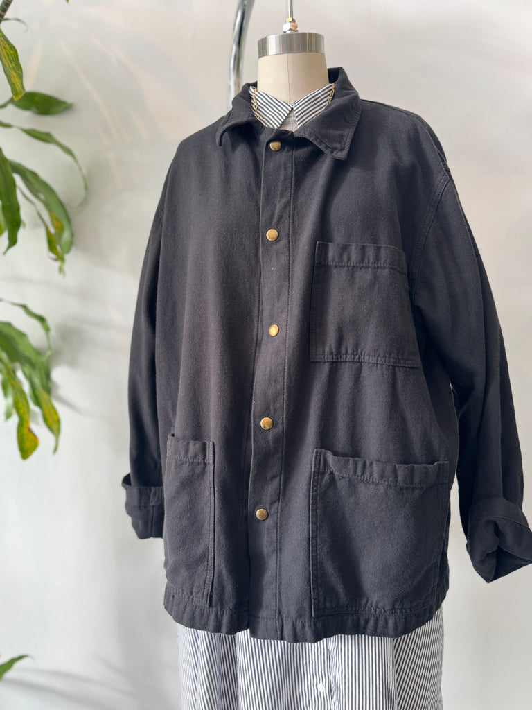 Black cotton chore coat