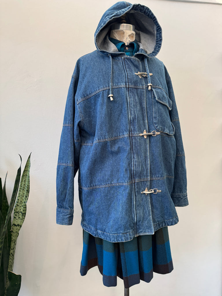 Vintage denim jacket with metal hardware