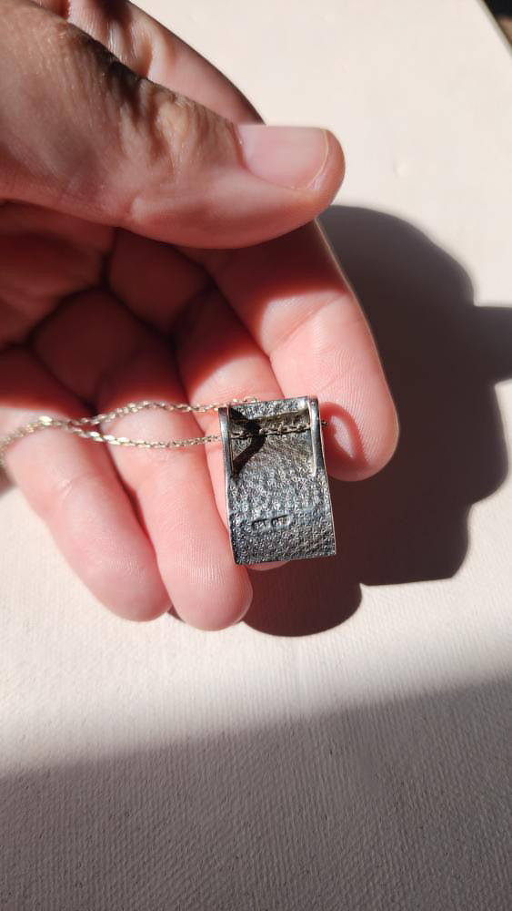 Vintage Sterling, abalone, mother of pearl tablet pendant necklace
