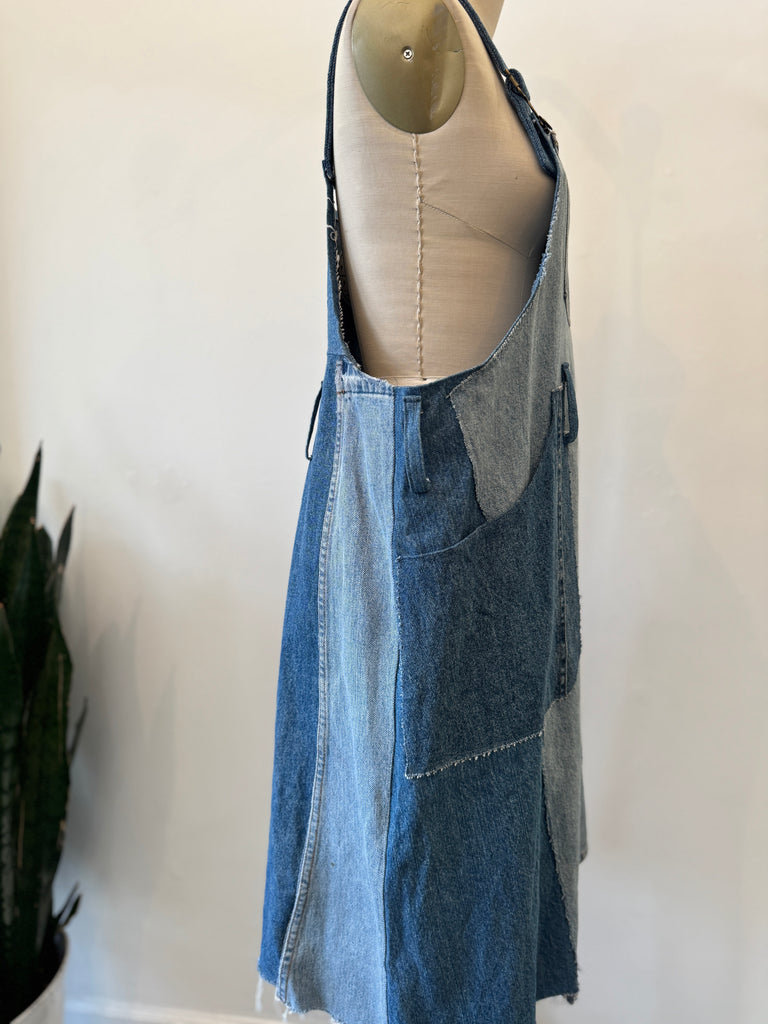 Handmade denim patchwork dress