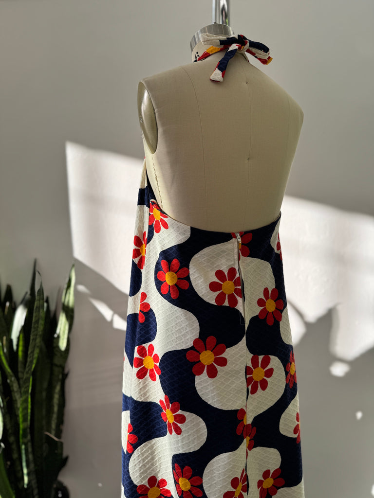 Vintage 1970's halter printed Dress