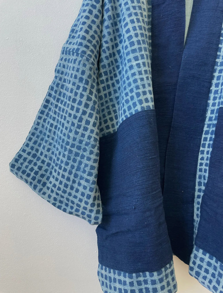 Happy French Gang check indigo coat