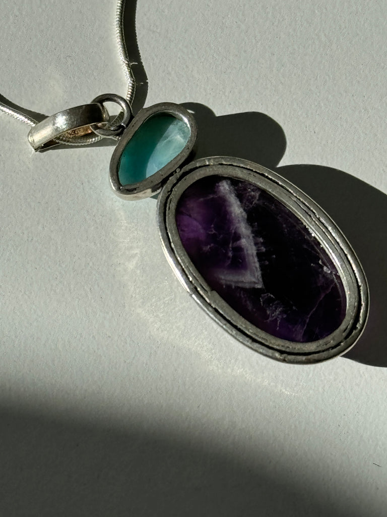 Multi stone + sterling silver necklace