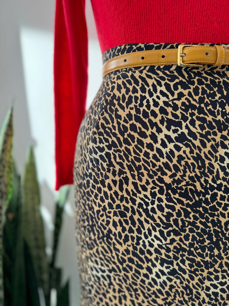 Vintage silk animal print skirt