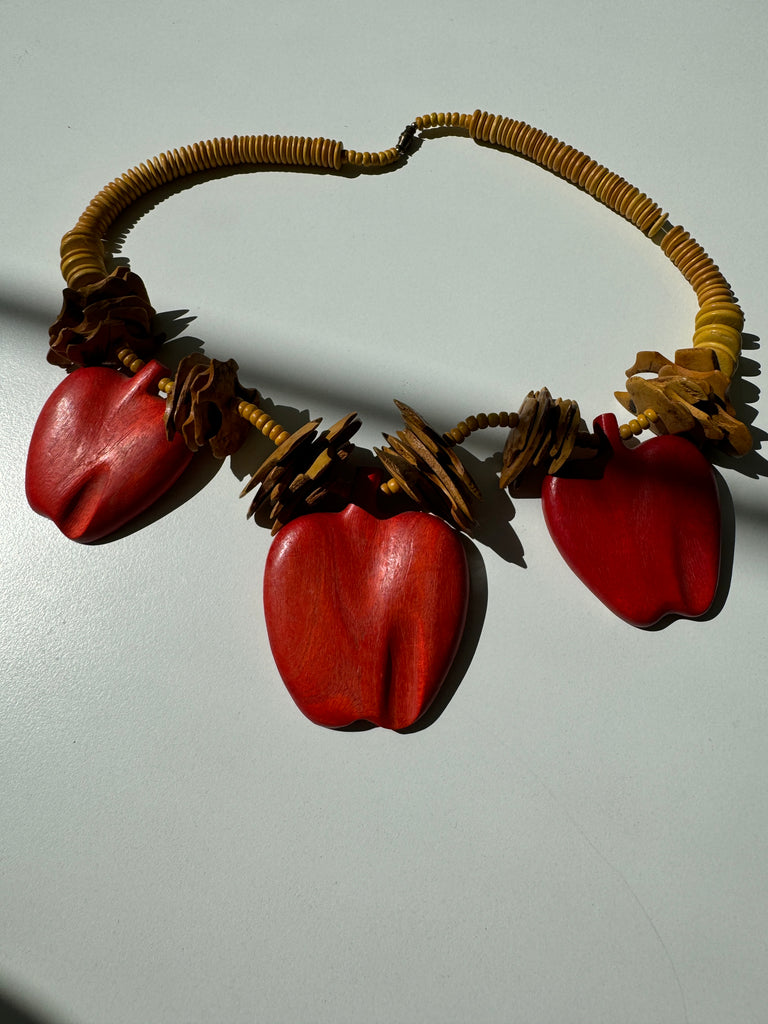 Wearable art wooden Apple Necklace